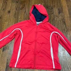 Nike girls red and white stripe zippered sweater size 4-6